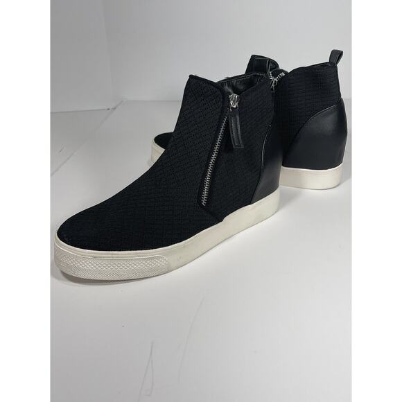 Steve Madden Womens Loxley Black Mesh Wedge High Top Sneaker Zip Sz 10 M NEW** - Picture 6 of 10